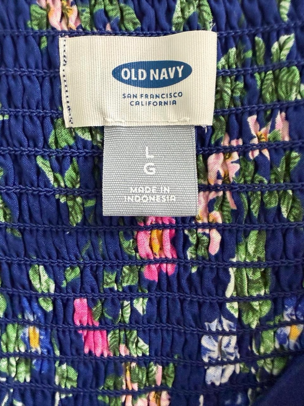 Old Navy Fit & Flare Cami Royal Blue Floral Mini Dress Sz L Cottagecore Coquette - Picture 2 of 5